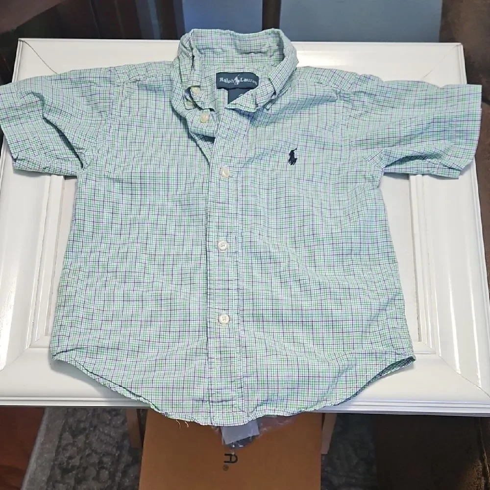 Ralph Lauren Kids Green Checkered Shirt Size 2T